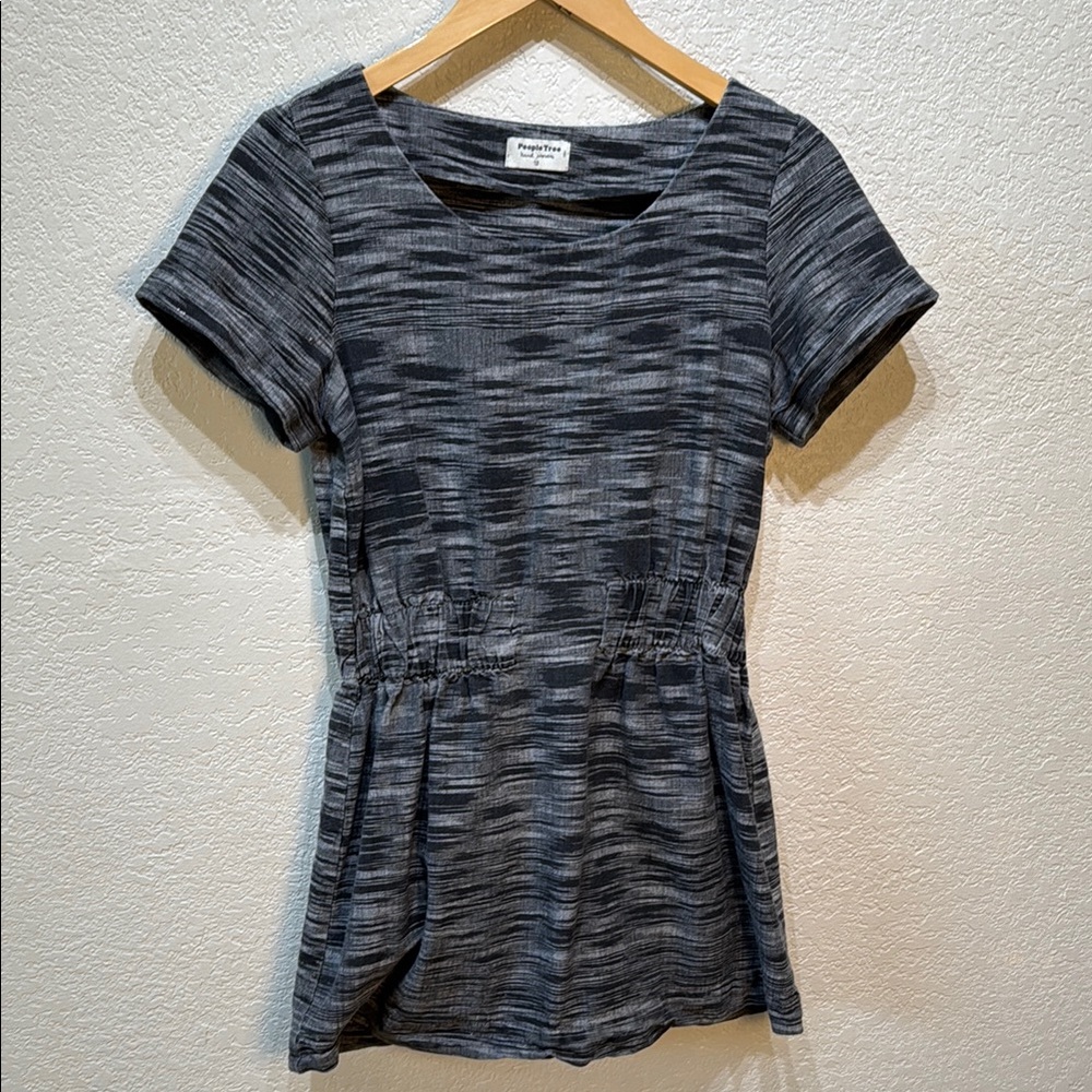 People Tree Hand‎ Woven Kids Charcoal Short Sleeve Round Neck Mini Dress Size 12